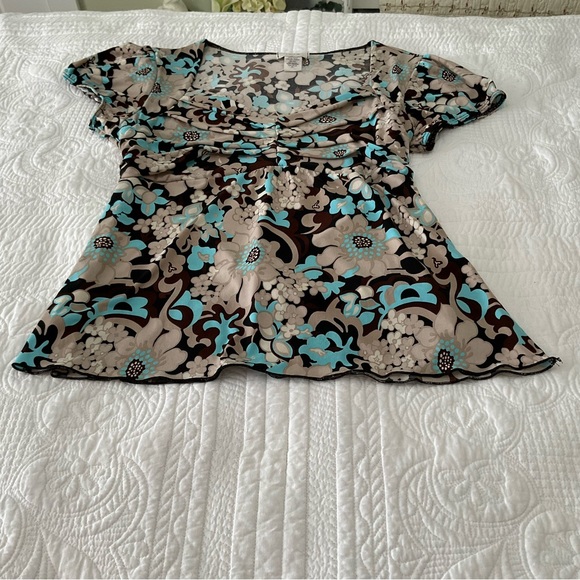LAURA TEAL MUTI COLOUR FLORAL TOP - Picture 8 of 11